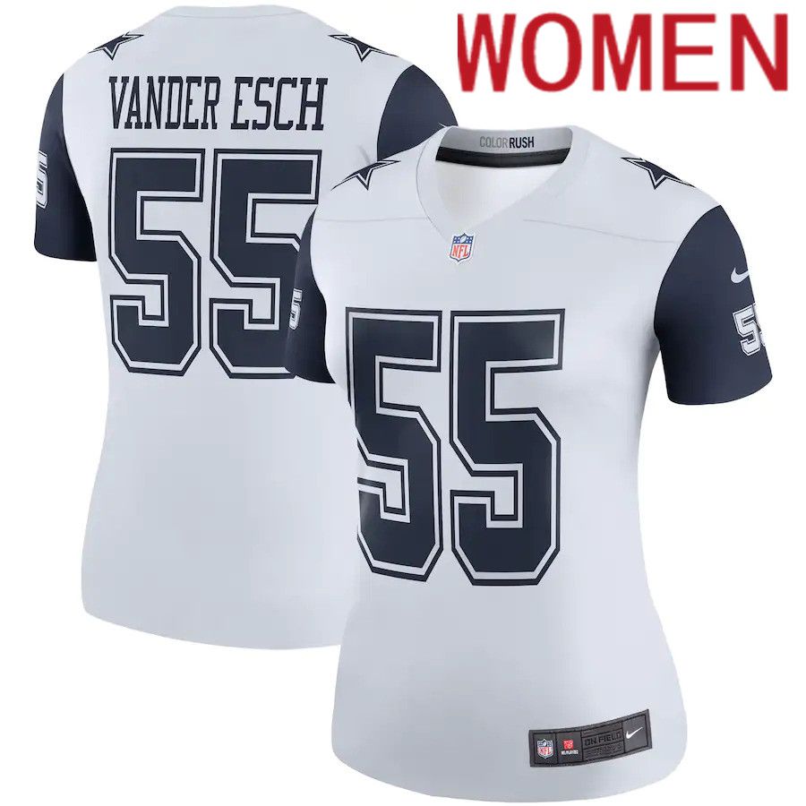 Women Dallas Cowboys #55 Leighton Vander Esch Nike White Color Rush Legend Player NFL Jersey->women nfl jersey->Women Jersey